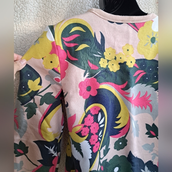 Women's Talbots Pink and Green Floral Abstract Design Pullover Sweater - Picture 8 of 10